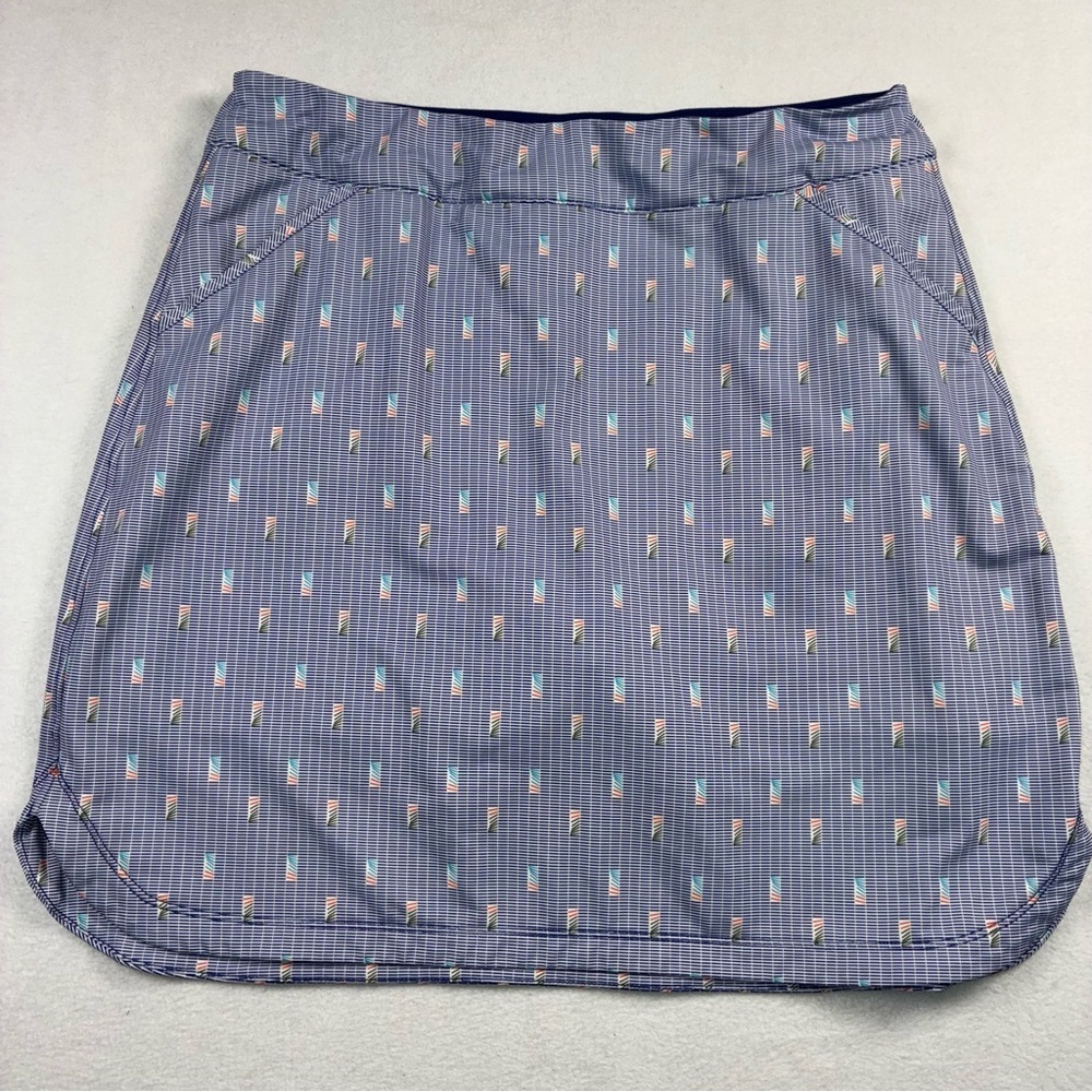 Peter Millar Skort Womens Large Blue Print Golf UPF 50+ Built-in Shorts Pockets